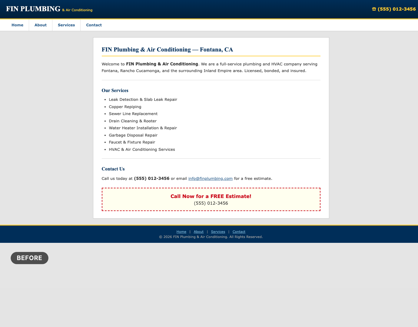 Website before Shopfront redesign